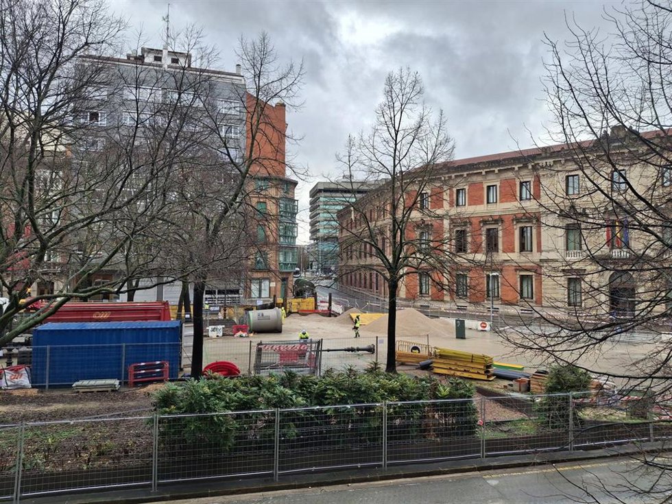 Archivo - Obras de reurbanización del Paseo Sarasate de Pamplona.