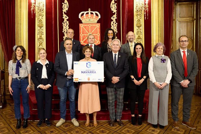 La presidenta de Navarra, María Chivite, recibe a la Comisión Evaluadora encargada de elegir la Región Europea del Deporte 2027