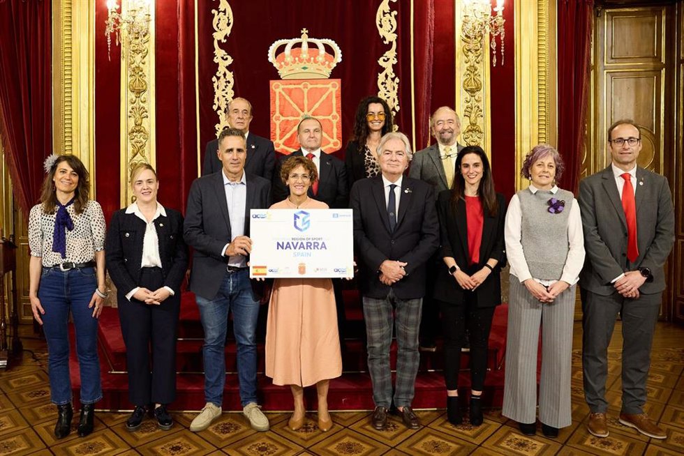 La presidenta de Navarra, María Chivite, recibe a la Comisión Evaluadora encargada de elegir la Región Europea del Deporte 2027