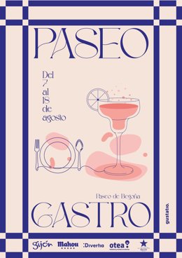 Archivo - Cartel de 'Paseo Gastro', casetas hosteleras de la Semana Grande de Gijón. (Archivo)