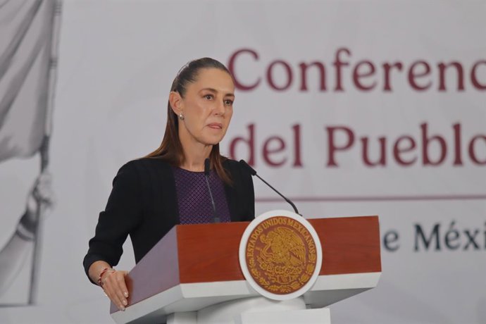 May 11, 2026, Mexico City, Cdmx, Mexico: Mexico's President Claudia Sheinbaum Pardo, speaks during the presentation of the second edition of Mexico Canta at the news conference at  National Palace. on May 11, 2026 in Mexico City, Mexico.