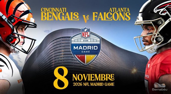 Los Cincinnati Bengals serán el rival de los Atlanta Falcons el 8 de noviembre en el 2026 NFL Madrid Game