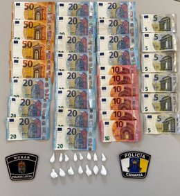 Droga y dinero incautado en Mogán (Gran Canaria)