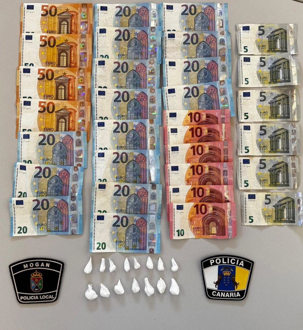 Droga y dinero incautado en Mogán (Gran Canaria)