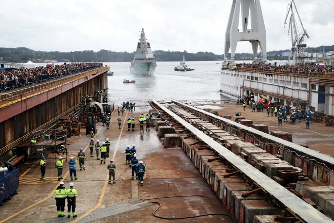 Ceremonia de la botadura de la fragata F-111, en el astillero de Navantia, a 11 de septiembre de 2025, en Ferrol, A Coruña, Galicia (España).
