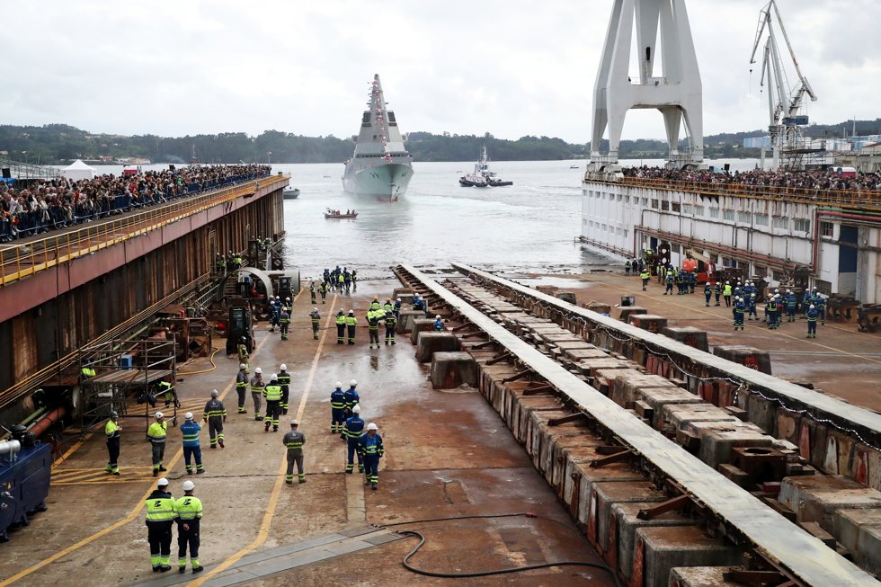 Ceremonia de la botadura de la fragata F-111, en el astillero de Navantia, a 11 de septiembre de 2025, en Ferrol, A Coruña, Galicia (España).