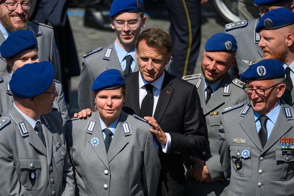 El presidente de Francia, Emmanuel Macron, durante las conmemoraciones del fin de la II Guerra Mundial en París.