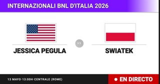 Jessica Pegula - Iga Swiatek: resumen y estadísticas del partido de Cuartos de final de Internazionali BNL d'Italia