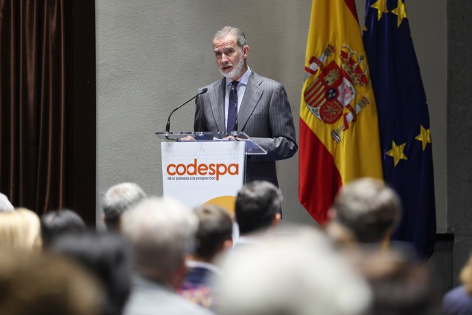 El Rey Felipe VI durante la entrega de la XXII edición de los premios CODESPA, a 13 de Mayo de 2026, en Madrid (España). Los Premios CODESPA reconocen a las empresas y a los profesionales del periodismo que ‘ponen a las personas en el centro’.