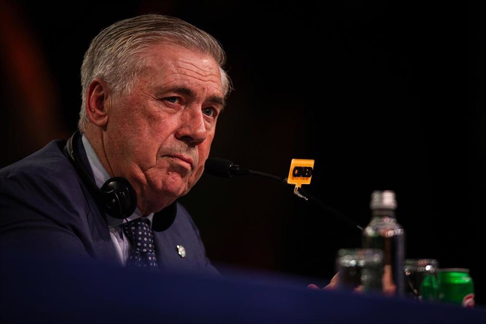 Archivo - El seleccinador de Beasil, Carlo Ancelotti, en rueda de prensa. 