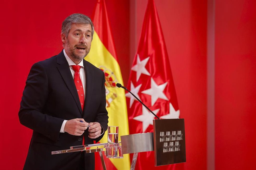 El consejero de Presidencia, Justicia y Administración Local, Miguel Ángel García Martín, en la rueda de prensa posterior al Consejo de Gobierno