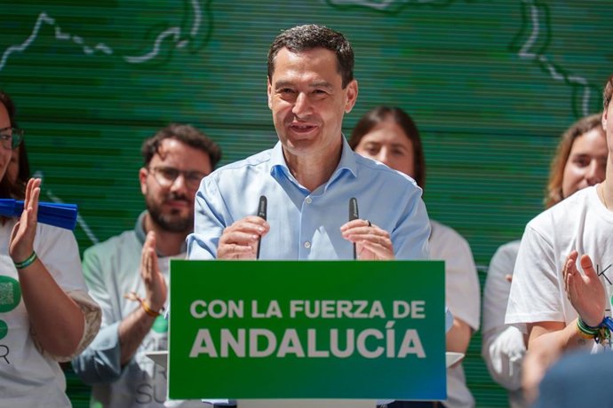 El presidente de la Junta y candidato del PP-A a la reelección, Juanma Moreno, este miércoles en Cádiz                El presidente de la Junta y candidato del PP-A a la reelección, Juanma Moreno,
