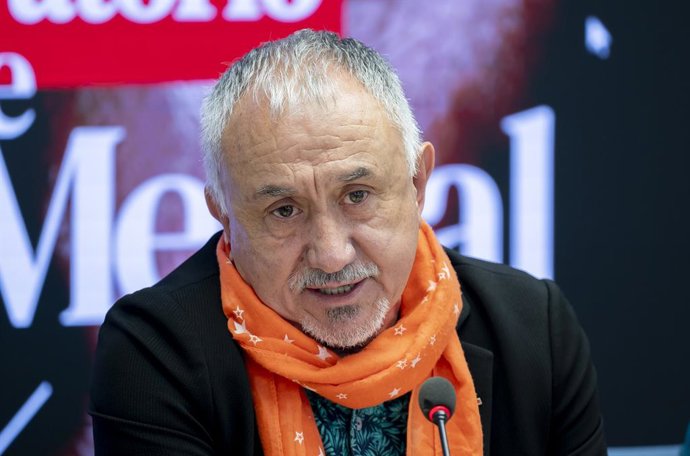 El secretario general de UGT, Pepe Álvarez, durante la presentación del informe Situación de la IT y sus efectos en la salud, a 22 de abril de 2026, en Madrid (España). El informe está centrado en la prevención del suicidio en el ámbito laboral.
