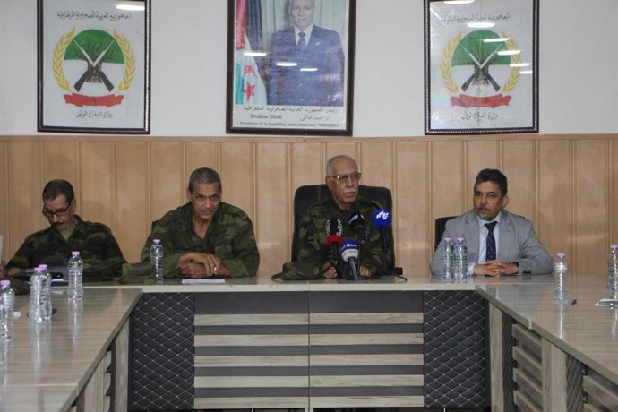 El jefe del Estado Mayor del Ejército Popular de Liberación Saharaui (EPLS), Hamma Salama, durante la presentación de la Oficina Militar para el Seguimiento del Cumplimiento del Derecho Internacional Humanitario