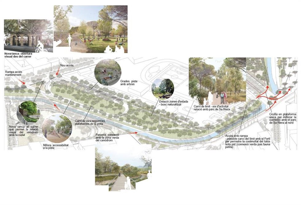 Esbozo del proyecto del parque y la rehabilitación del antiguo Velódromo de El Tirador.
