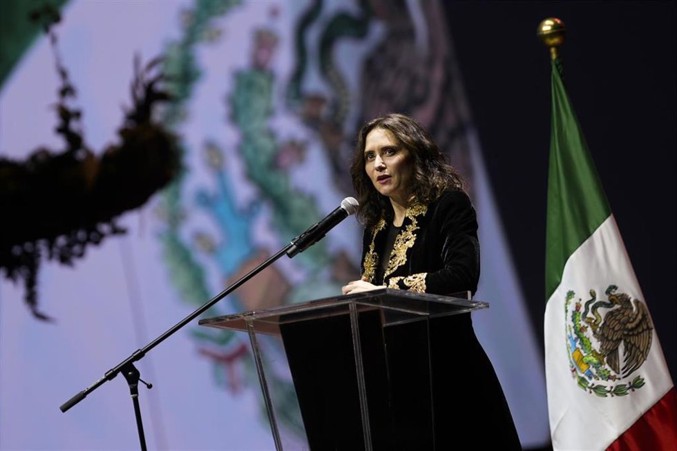 Lla presidenta de la Comunidad de Madrid, Isabel Díaz Ayuso, en Ciudad de México, donde ha participado en la “Celebración por la EvangelizaciónY el Mestizaje en México: Malinche y Cortés”