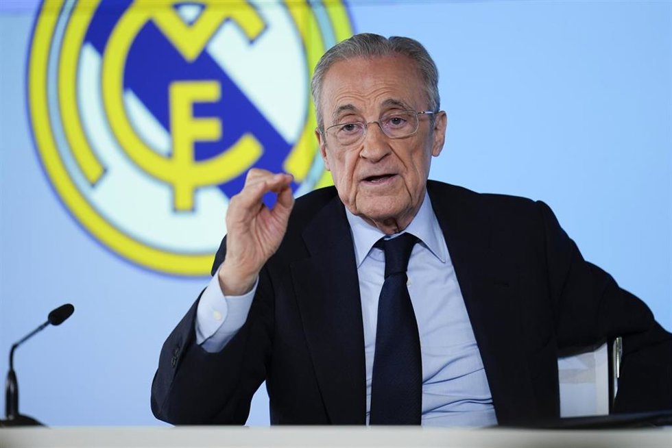 El presidente del Real Madrid, Florentino Pérez, en rueda de prensa.