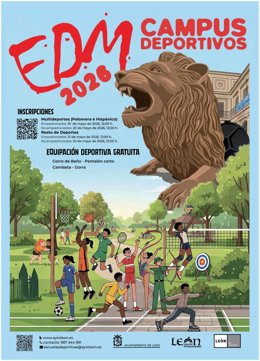 Cartel de los Campus Deportivos de Verano programados por el Ayuntamiento de León.