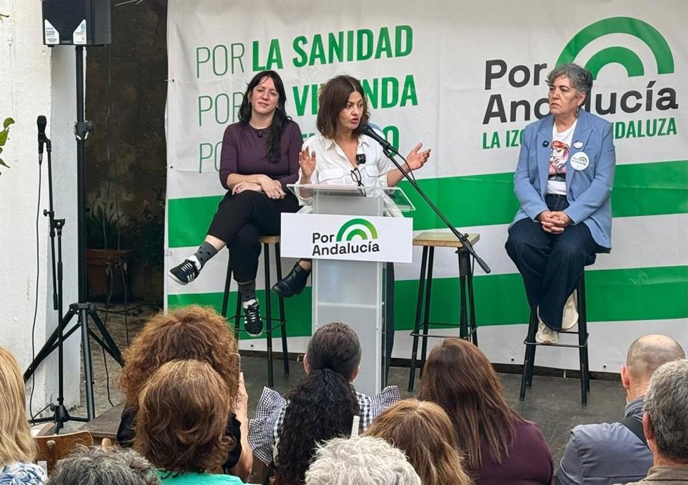 Sira Rego en un acto de Por Andalucía en Chiclana.