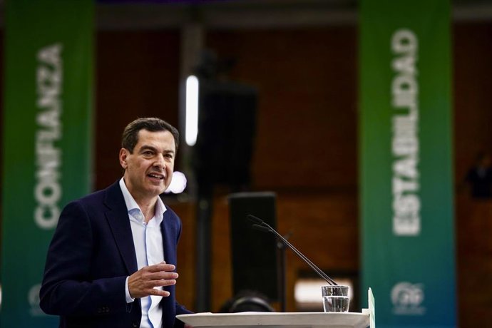 El presidente del PP de Andalucía y candidato a la reelección de la Presidencia de la Junta, Juanma Moreno