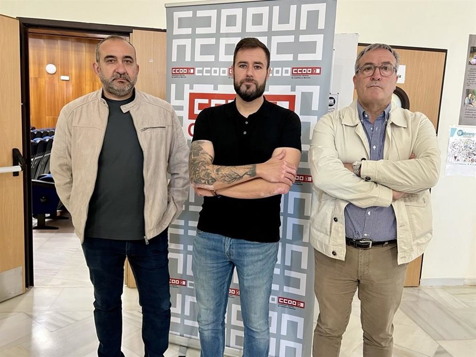 El secretario de acción sindical de CCOO, Javier Pacheco; el secretario general de la Federación de Industria, Francisco San José; y el secretario de Acción Sindical en Castilla-La Mancha, Ángel León.