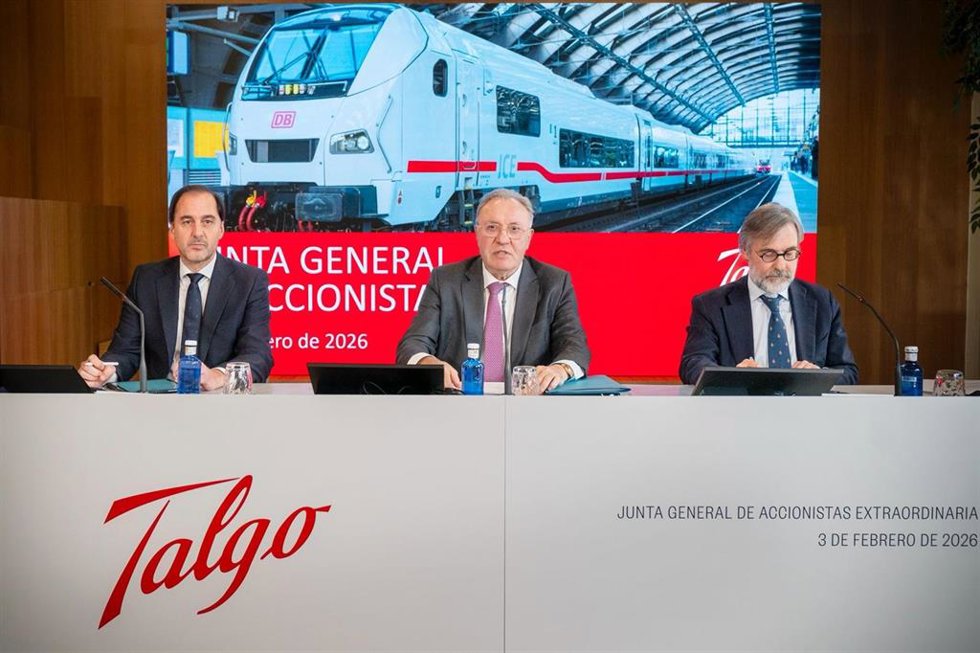 Archivo - El presidente de Talgo, José Antonio Jainaga, en una Junta de Accionistas celebrada en Vitoria en febrero de 2026.