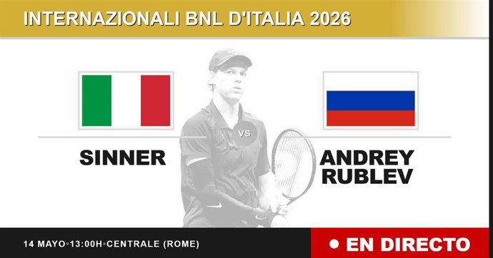 Jannik Sinner - Andrey Rublev: resumen y estadísticas del partido de Cuartos de final de Internazionali BNL d'Italia