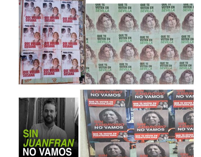 Carteles denunciados por el PSOE-A ante la Junta Electoral de Andalucía.