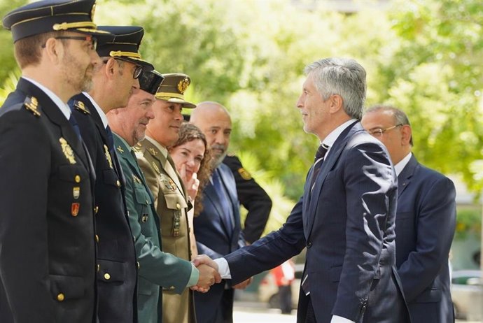 El ministro del Interior, Fernando Grande-Marlaska, llega al acto de toma de posesión del nuevo jefe superior de la Policía Nacional de Baleares, José Antonio Puebla, este jueves 14 de mayo en Palma.