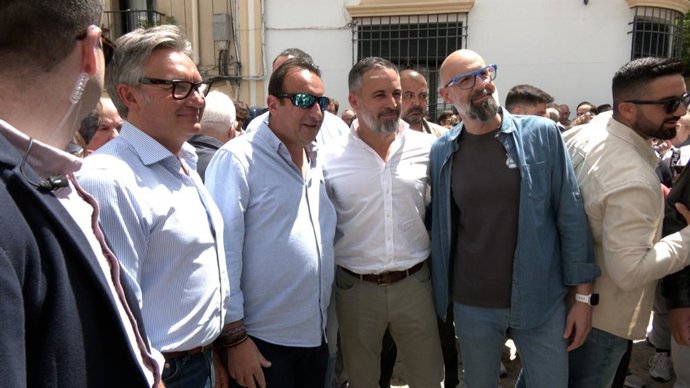 El presidente de Vox, Santiago Abascal, en un acto de campaña en Priego de Córdoba