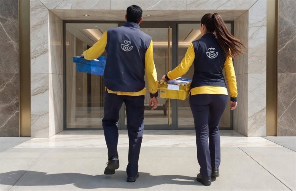 Dos trabajadores de Correos en una imagen de archivo.