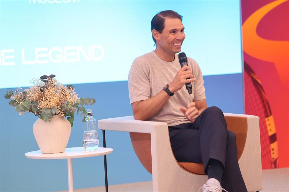 El tenista Rafael Nadal ofrece declaraciones a los medios durante la presentación de la ampliación del Rafa Nadal Museum en su complejo deportivo de Manacor, a 14 de mayo de 2026, en Manacor, Baleares (España).