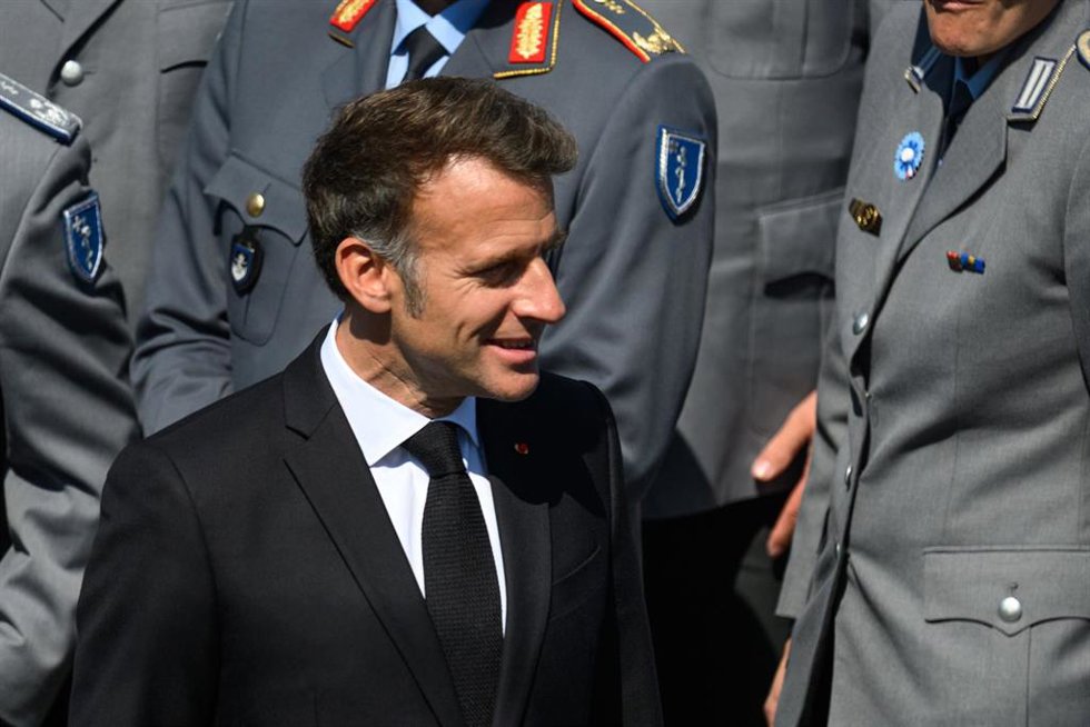 El presidente de Francia, Emmanuel Macron, durante las celebraciones de la Segunda Guerra Mundial en París.