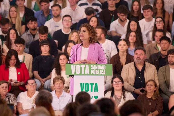 La secretaria general del PSOE-A, María Jesús Montero, en un mitin en Pulianas (Granada). (Foto de archivo).