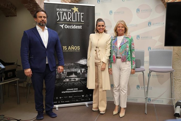 La alcaldesa de Marbella, Ángeles Muñoz; la fundadora y presidenta de Starlite, Sandra García-Sanjuán, y el cofundador del festival, Ignacio Maluquer.