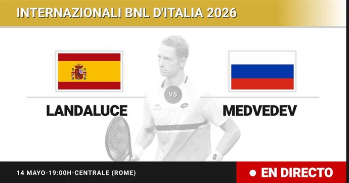 Martin Landaluce - Daniil Medvedev: resumen y estadísticas del partido de Cuartos de final de Internazionali BNL d'Italia