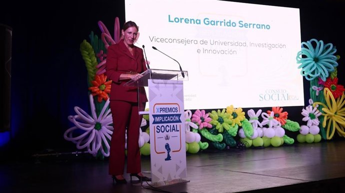 La viceconsejera de Universidad, Investigación e Innovación, Lorena Garrido, en la X edición de los Premios a la Implicación Social del Consejo Social de la Universidad de Cádiz (UCA).