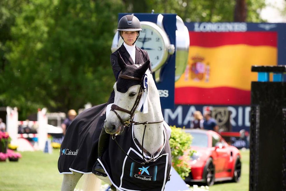 Archivo - Lucía Fernández Hidalgo durante su participación en la cita de Madrid del Longines Global Championship Tour 2025