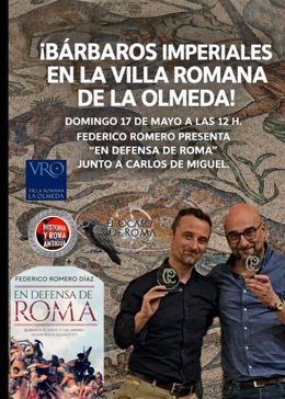Cartel de la presentación del libro en la Villa Romana de La Olmeda.
