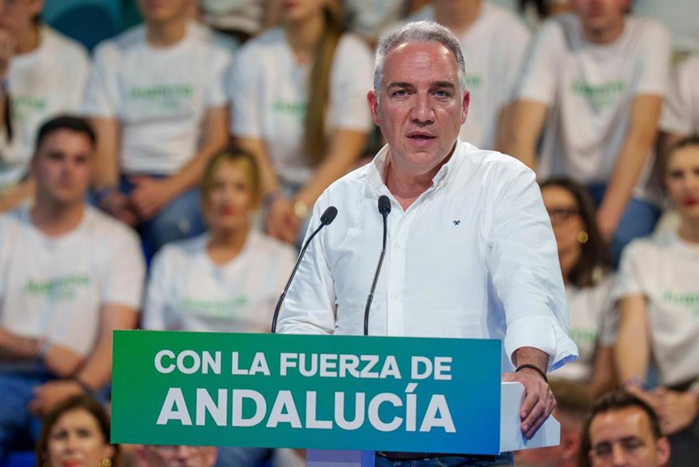 El vicesecretario de Coordinación Autonómica y Local y Análisis Electoral del PP, Elías Bendodo, en un acto en esta campaña electoral.