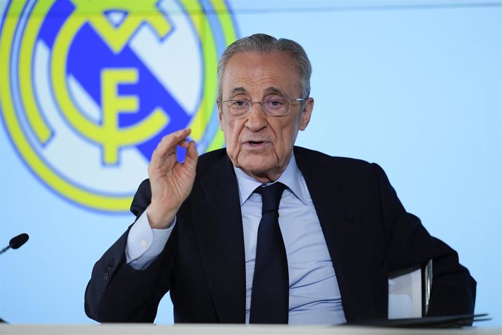Florentino Pérez durante la rueda de prensa del pasado martes