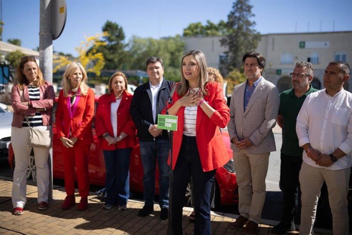 La vicesecretaria general del PSOE-A y candidata número uno por Huelva al Parlamento andaluz, María Márquez, en el acto de cierre de campaña de los socialistas en la provincia onubense.