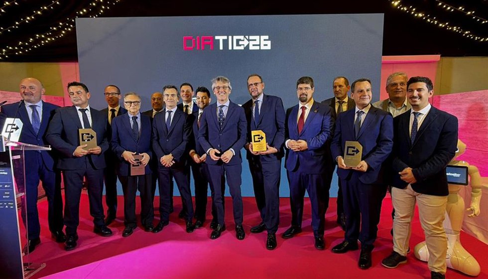 El consejero de Economía, Hacienda, Fondos Europeos y Transformación Digital, Luis Alberto Marín, durante la entrega de premios de la jornada 'DiaTic 26'