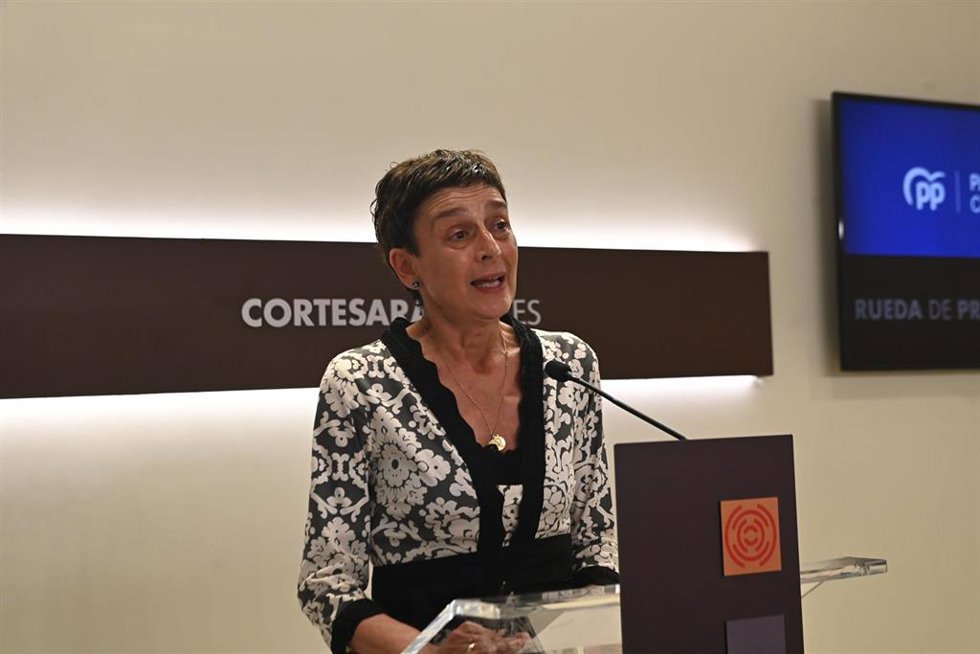 La portavoz del PP en las Cortes de Aragón, Ana Marín,  en una comparecencia reciente. 
