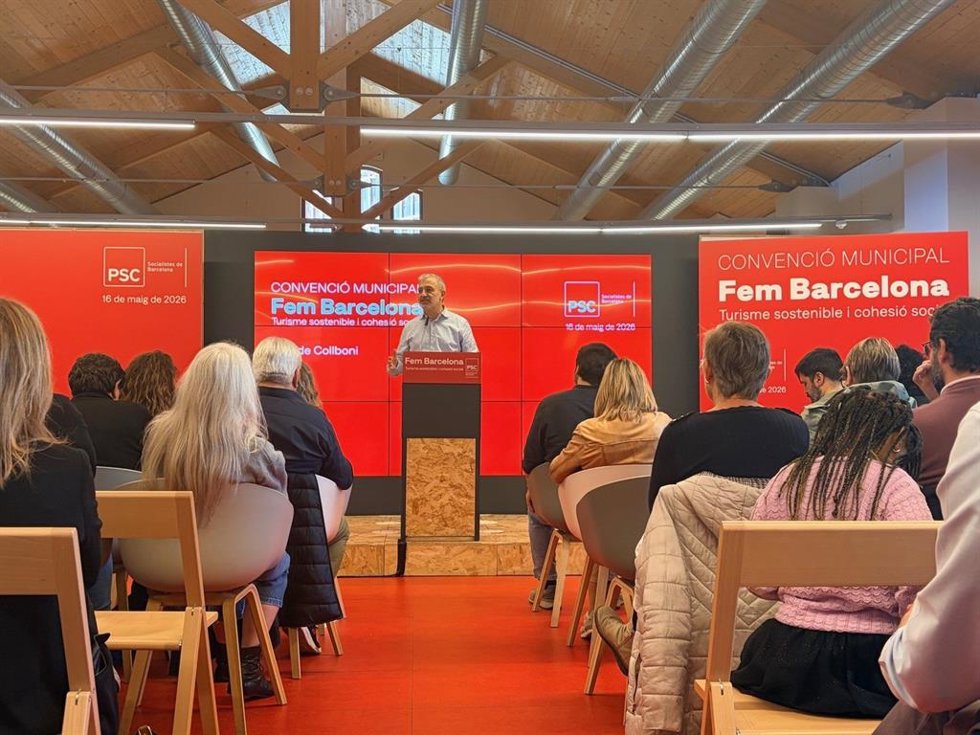 El alcalde de Barcelona, Jaume Collboni, en la convención municipal de la Federación de Barcelona del PSC