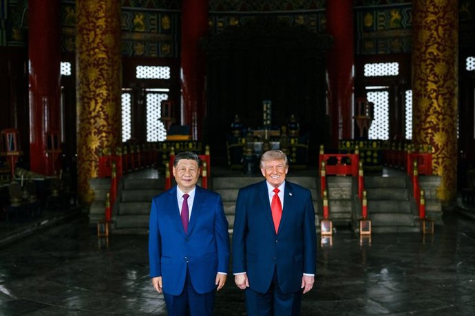 May 15, 2026, Washington, Usa, United States of America: US President Donald Trump meets with Chinese President Xi Jinping during an official visit aimed at discussing trade and bilateral relations between the two countries. Beijing, China, May 15, 2026
