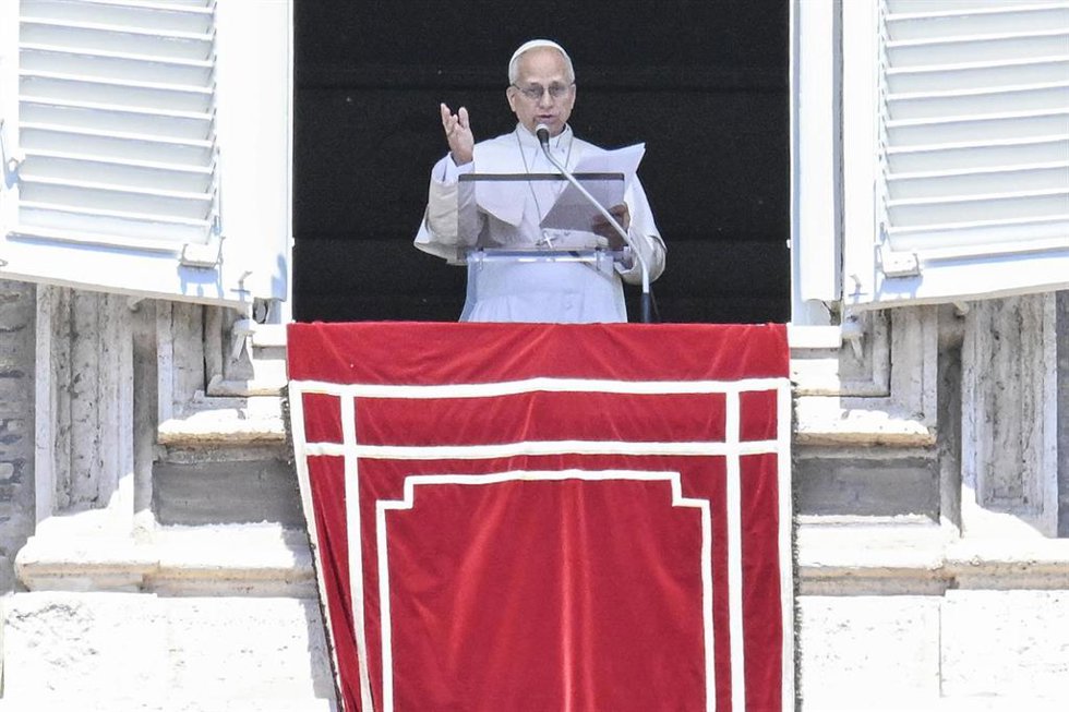 El Papa León XIV durante el Ángelus del 3 de mayo de 2026.