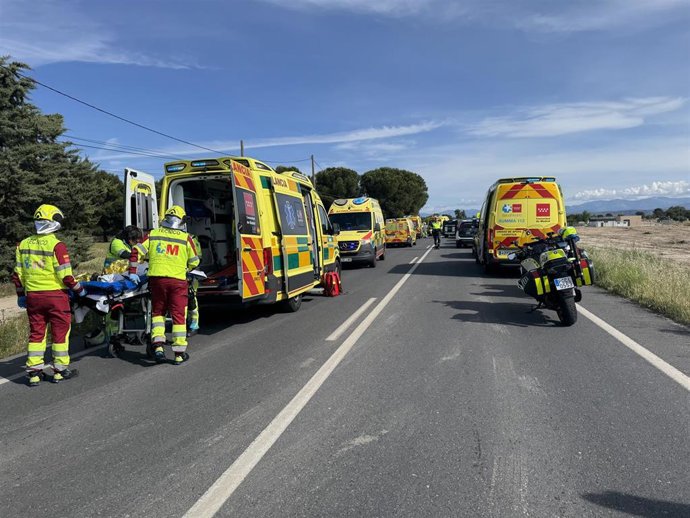 Un turismo arrolla a un grupo de ciclistas en la M-600 en Brunete y deja siete heridos, uno de ellos grave
