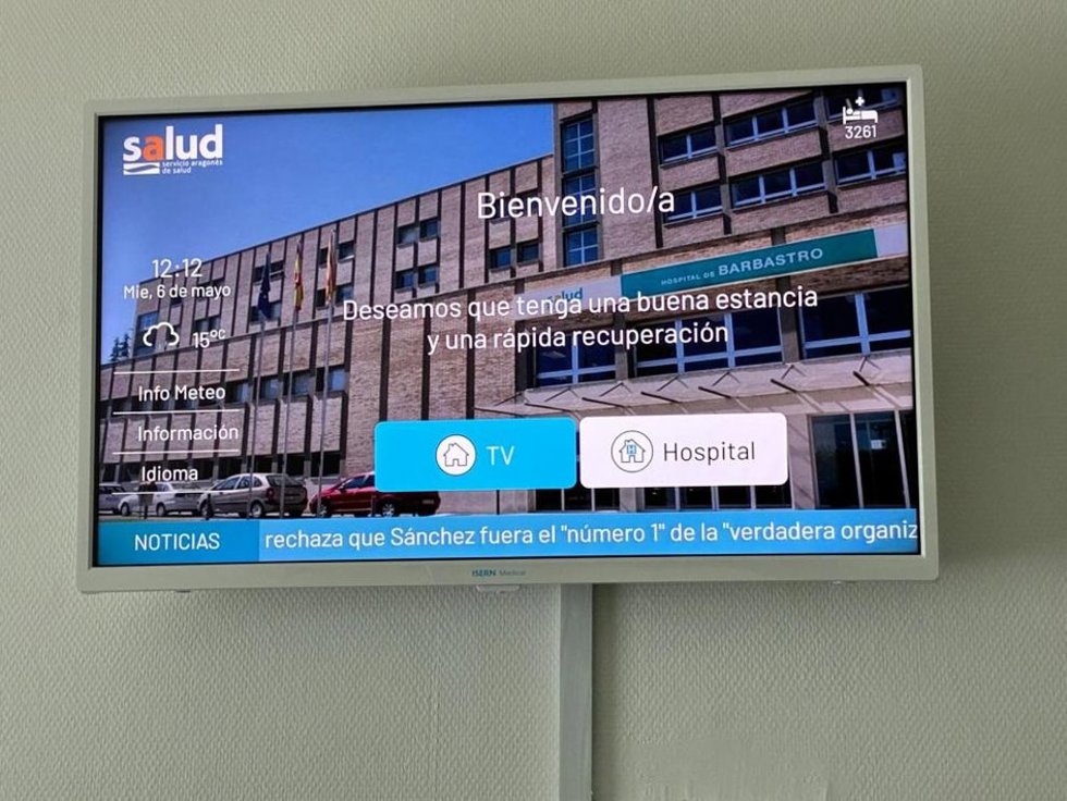 Imagen del canal audiovisual incorporado en las televisiones de hospitalización del Hospital de Barbastro.