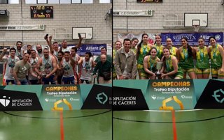 El CB Al-Qázeres ADC Verde y el CP Estudiantes Nazaret, campeones del Trofeo de baloncesto Diputación de Cáceres